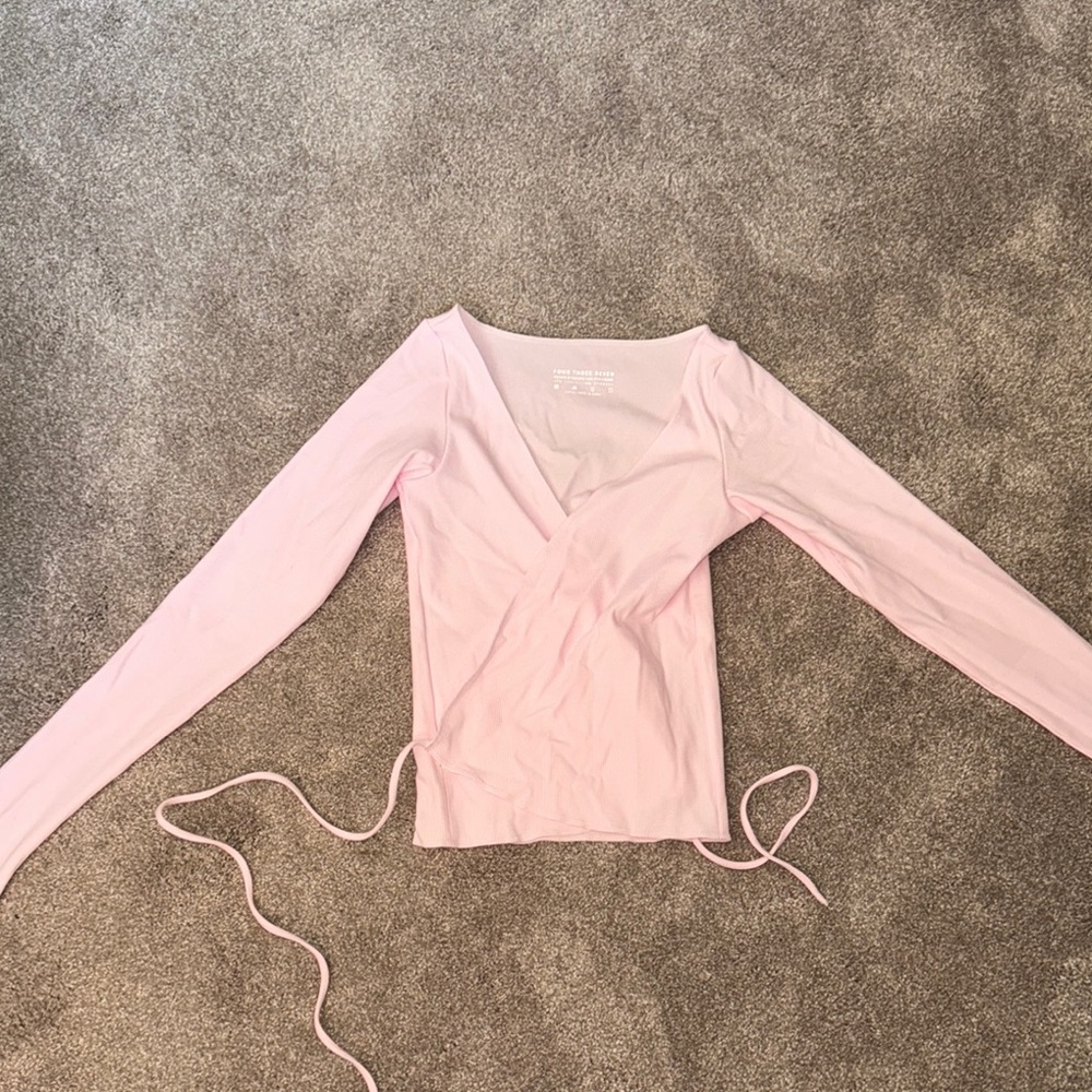 437 Pink Long Sleeve Wrap Blouse